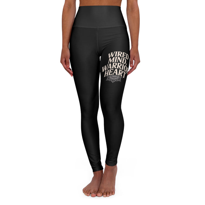 High-Waist Yoga Leggings — "Wired Mind, Warrior Heart" Motivational Fitness Tights