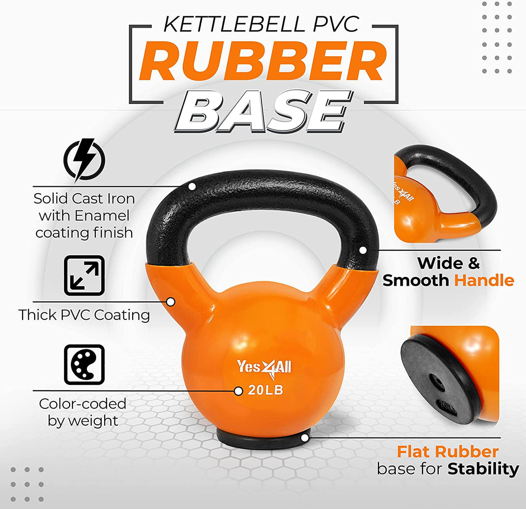 image Kettlebells Rubber Base, Kettlebell Set for Women, Strength Training Kettlebells Weights (10-65 Lbs)