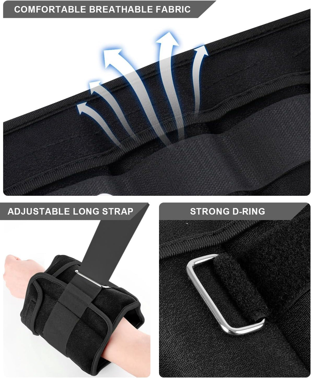image Adjustable Ankle Weights 1-3/4/5/6/8/10/12/15/20 LBS Pair with Removable Weight for Jogging, Gymnastics, Aerobics, Physical Therapy