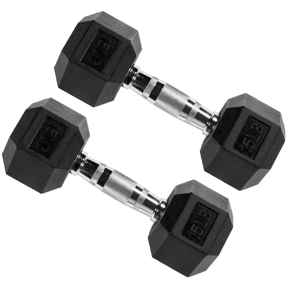 Signature Fitness Hex Dumbbells Non-Slip Free Gym Workout Equipment Set