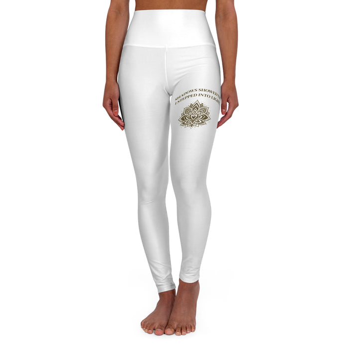 Mandala High-Waisted Yoga Leggings — Spiritual Fitness Leggings with Golden Lotus Design