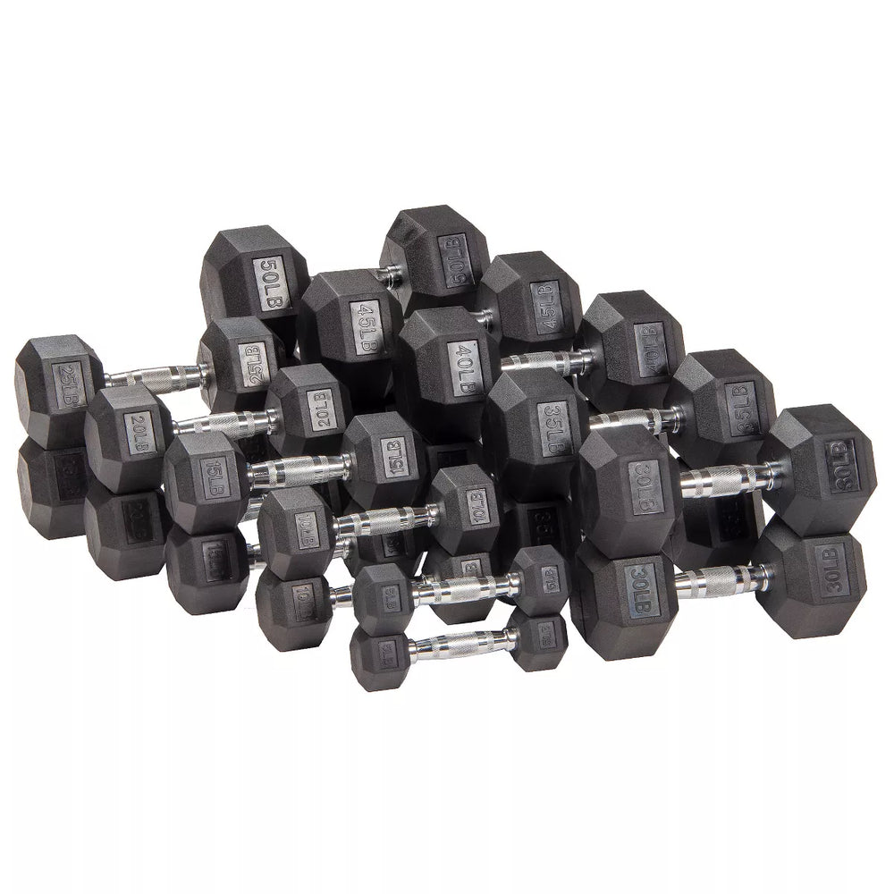Signature Fitness Hex Dumbbells Non-Slip Free Gym Workout Equipment Set