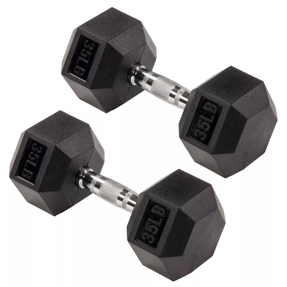 Signature Fitness Hex Dumbbells Non-Slip Free Gym Workout Equipment Set