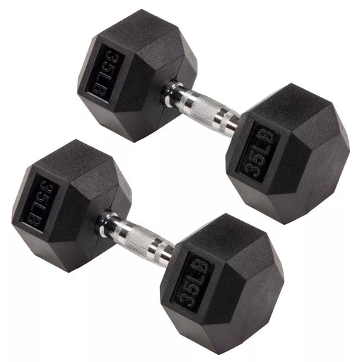 Signature Fitness Hex Dumbbells Non-Slip Free Gym Workout Equipment Set