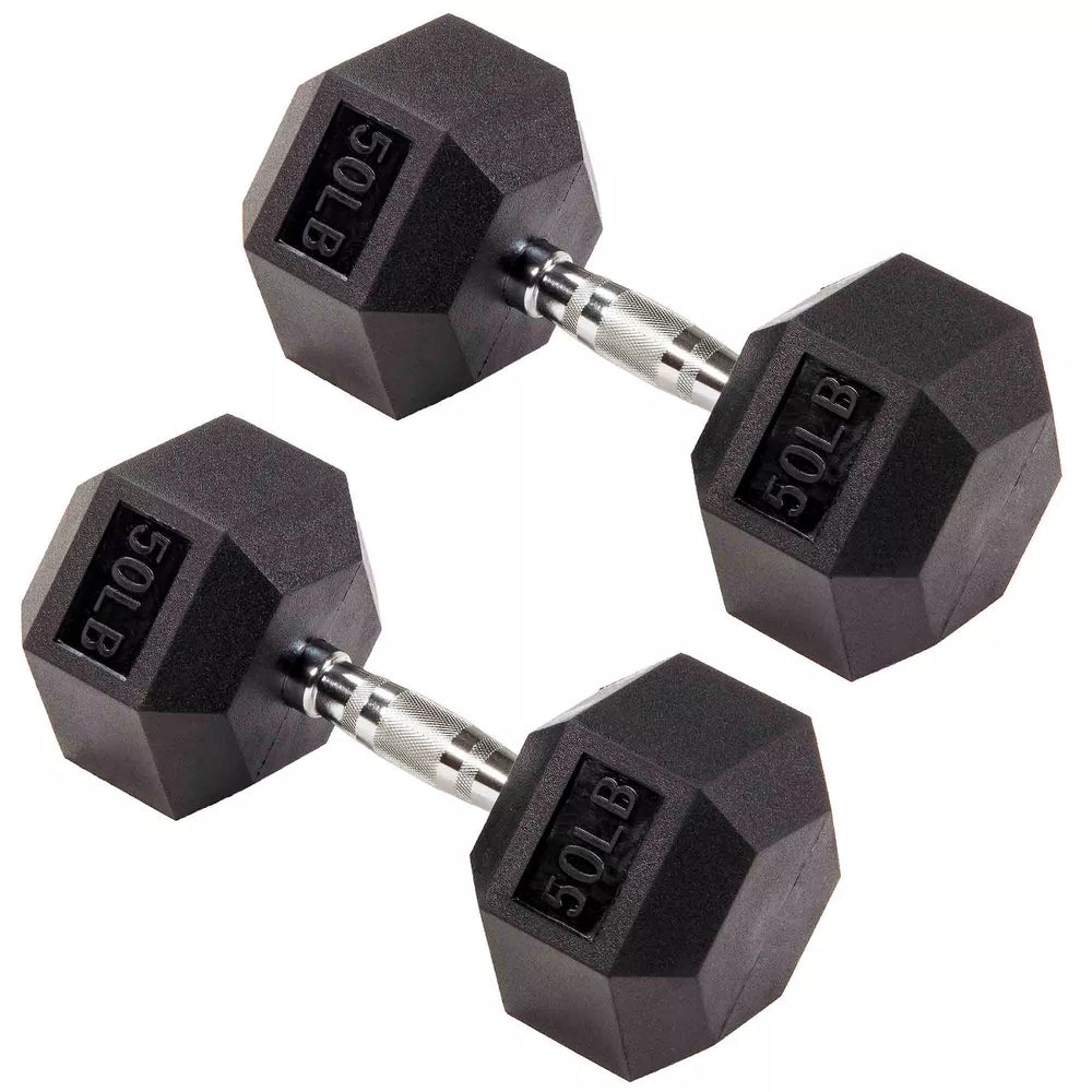 Signature Fitness Hex Dumbbells Non-Slip Free Gym Workout Equipment Set