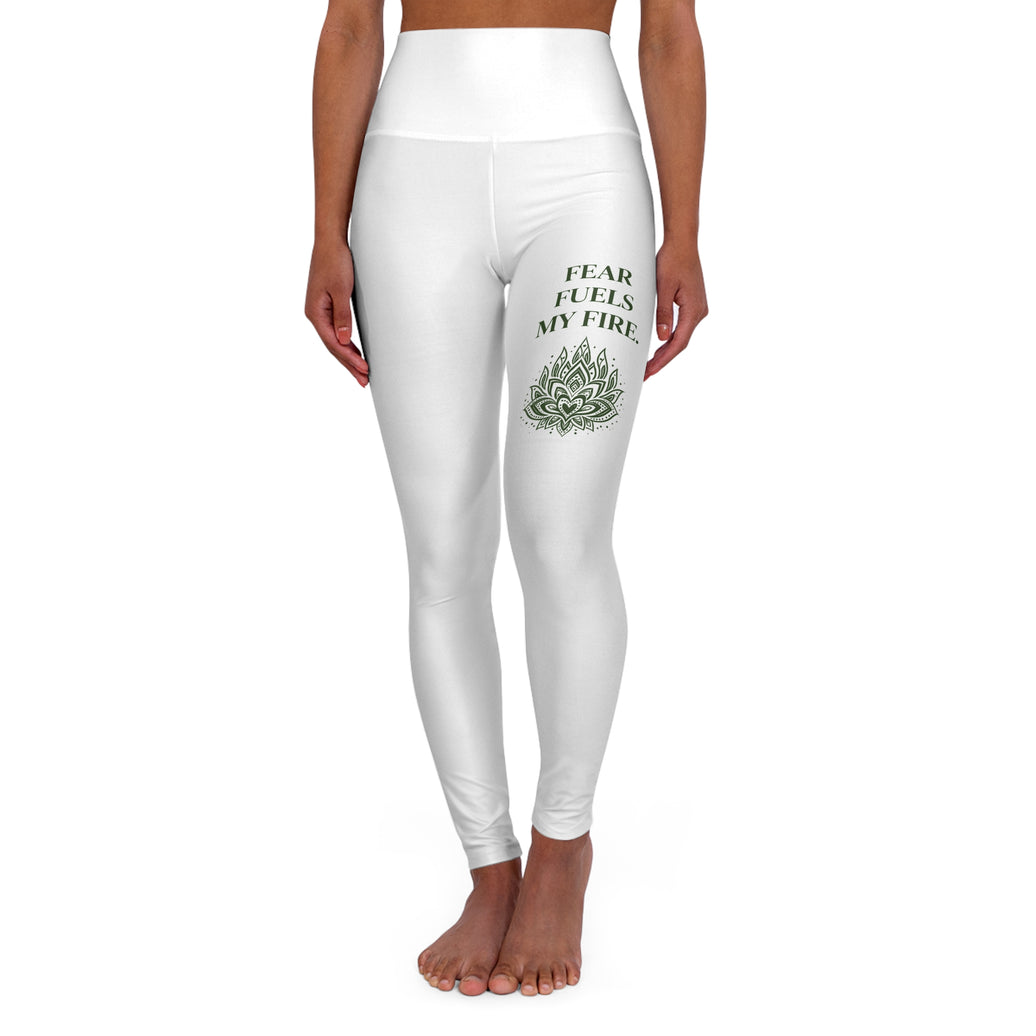 High-Waisted Yoga Leggings — "Fear Fuels My Fire" Lotus Activewear