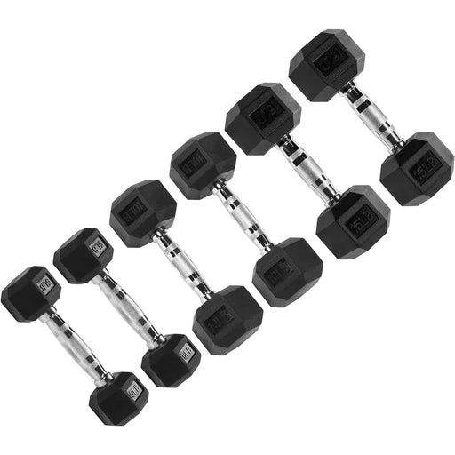 Signature Fitness Hex Dumbbells Non-Slip Free Gym Workout Equipment Set
