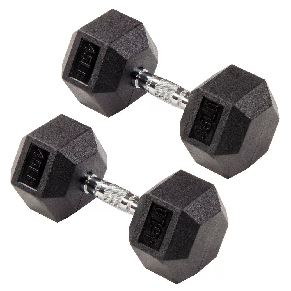 Signature Fitness Hex Dumbbells Non-Slip Free Gym Workout Equipment Set